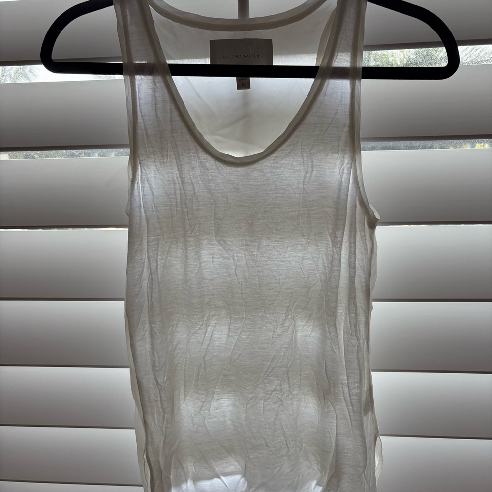 Brochu Walker Cream Ribbed Sleeveless Tank Top‎